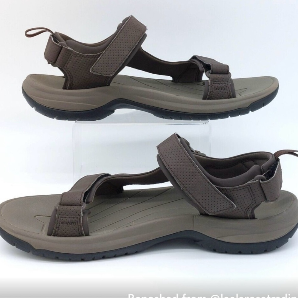 TEVA Brown size 11 Men's Sandals- Velcro & side clip closure - GUC - Picture 4 of 11